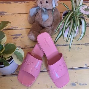 🌸 Pink rubber slides ☀️with block heel